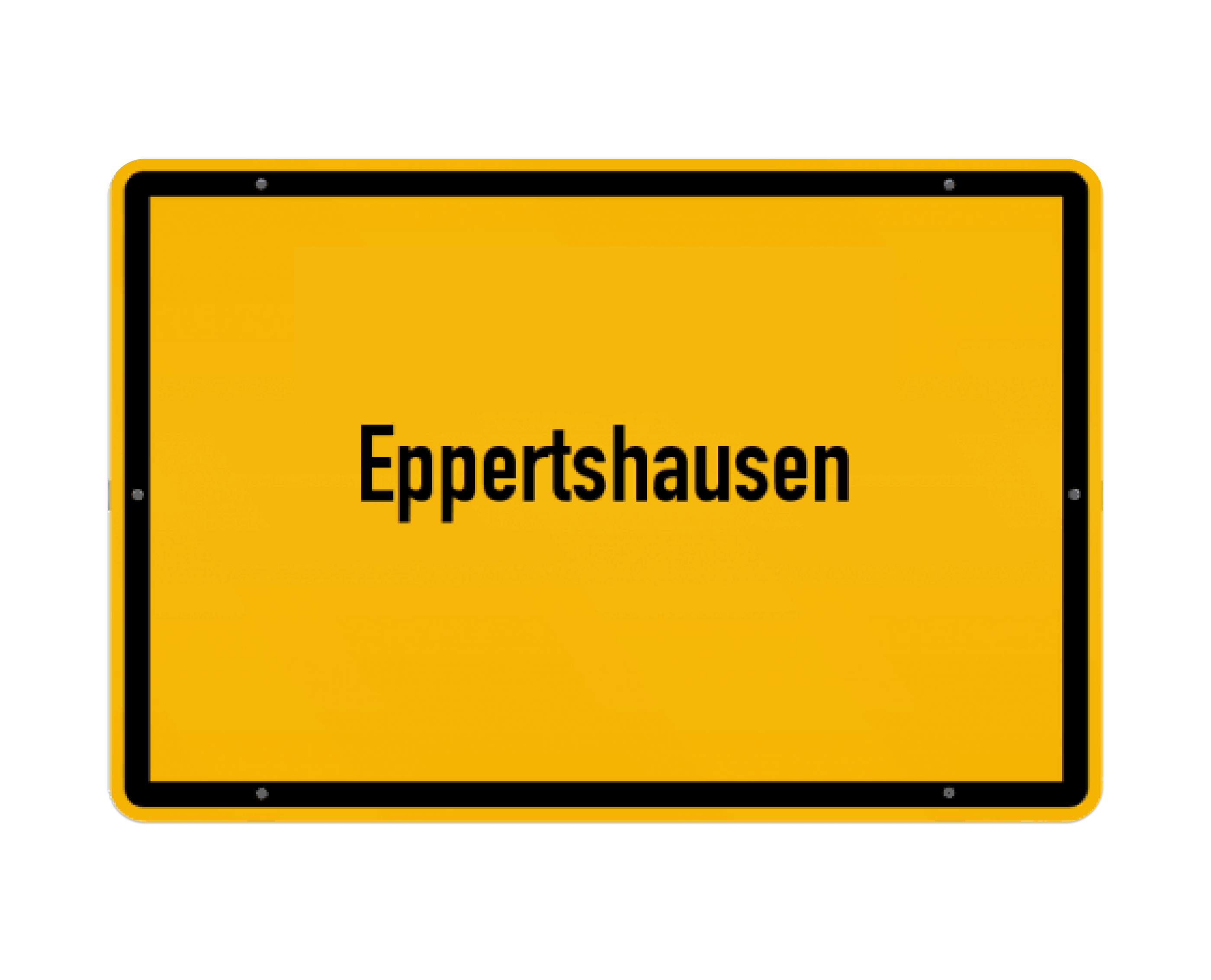 Gelbes Ortsschild mit der Aufschrift 'Eppertshausen', typisches Design für deutsche Ortseingangsschilder.